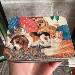 Vintage Dog & Cat Metal Tin